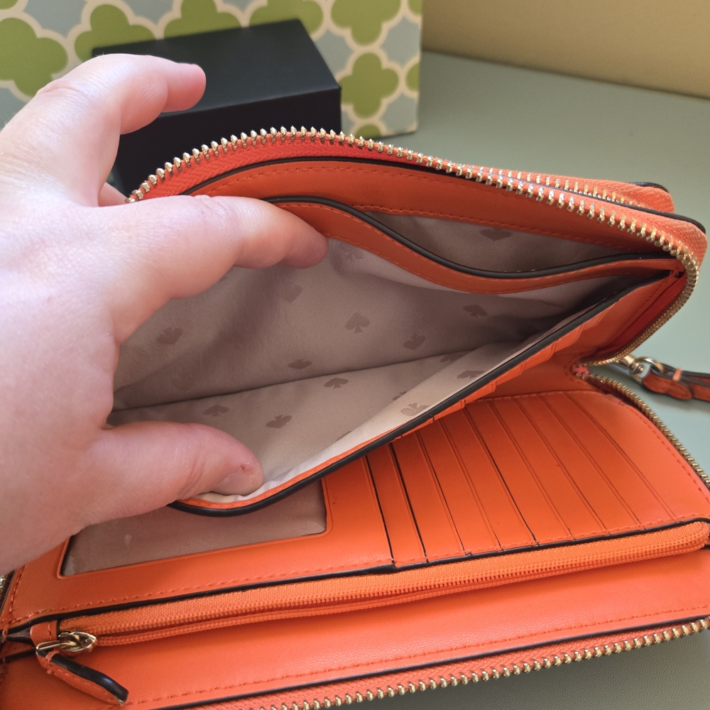 KATE SPADE Grove Street Anita Double Zip Wristlet Wallet in Orange - Picture 8 of 14